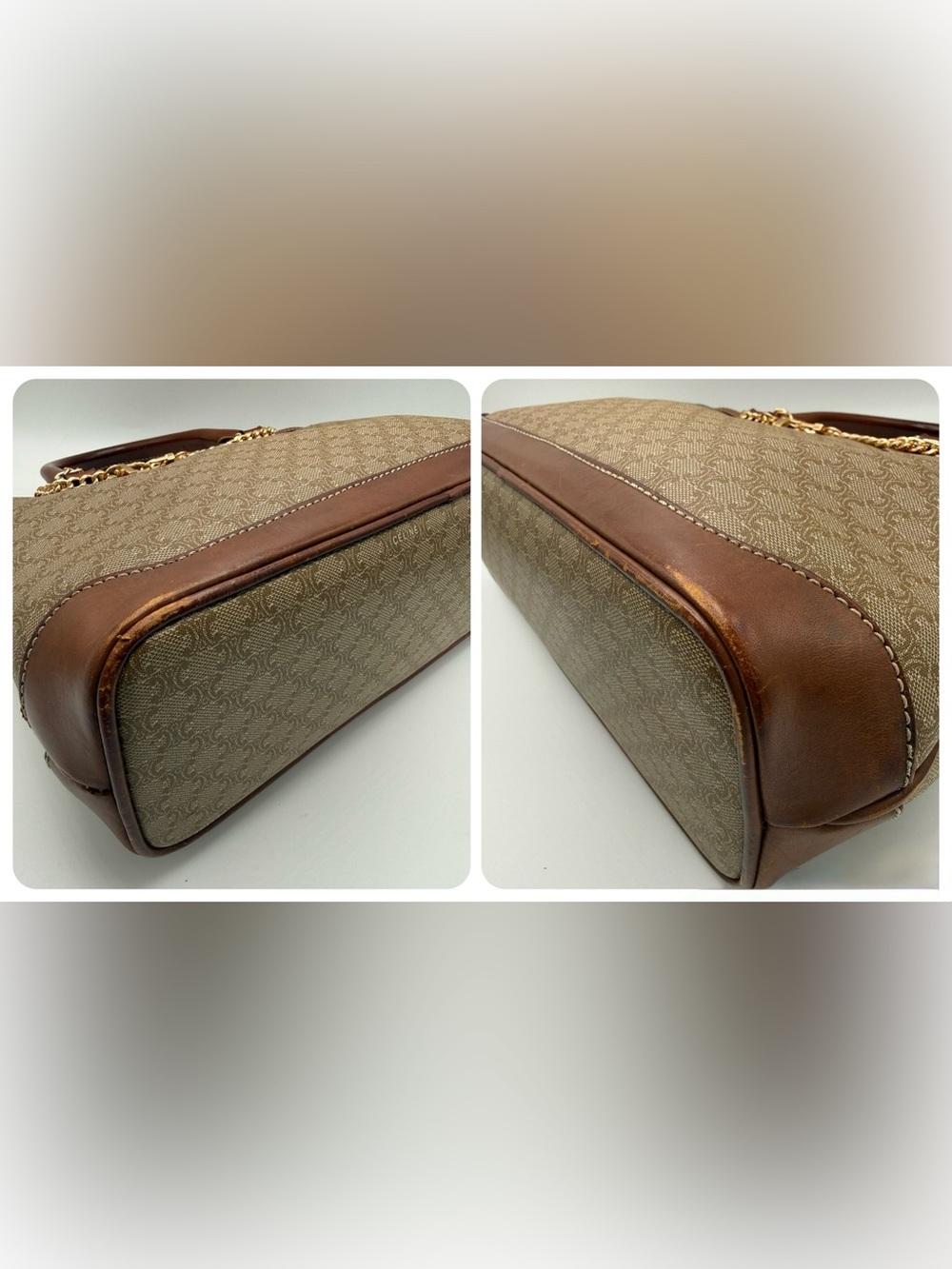 Celine Vintage Macadam Handbag w/ Unbranded Chain - Picture 3 of 16